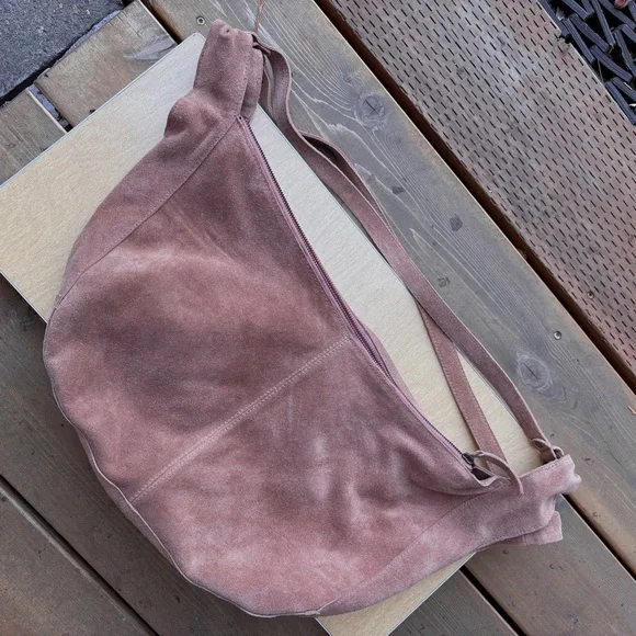 Free People Roma Suede Leather Slouchy Hobo Tote Bag - Picture 5 of 16